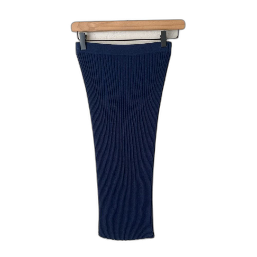 Peruvian Connection Rebelle Ribbed Midi Pencil Skirt Navy Blue Size XS